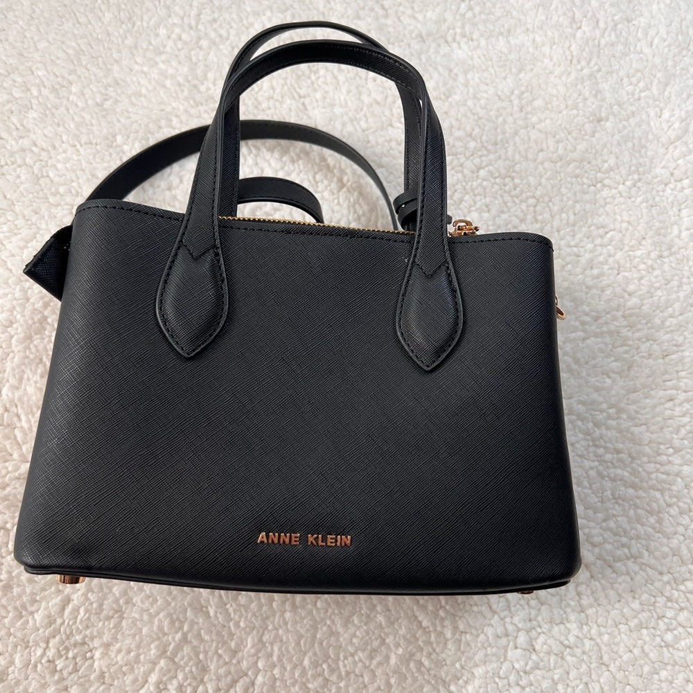 Anne Klein Agnes Black Structured Satchel Bag